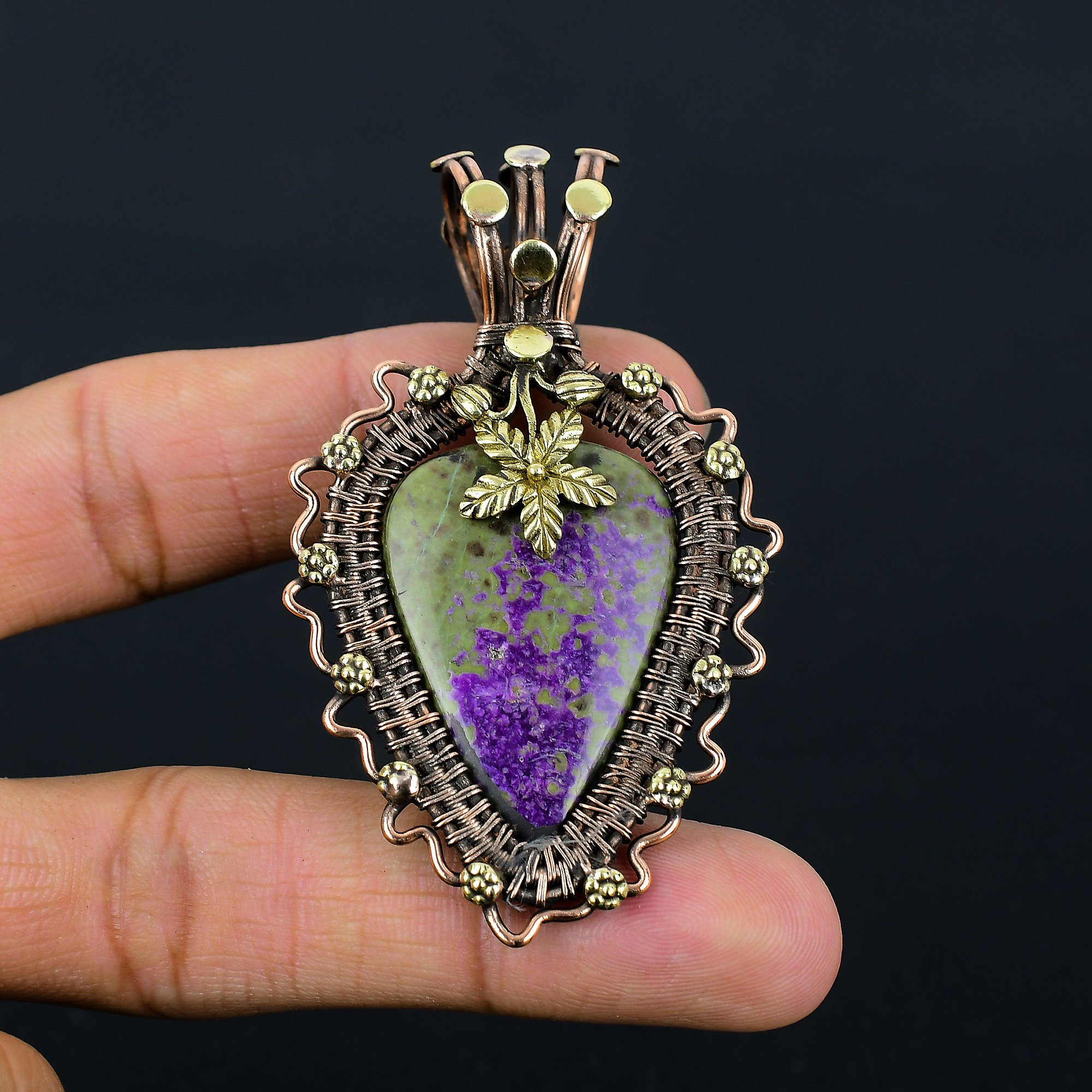 Purpurite Pendant Copper Wire Wrapped Pendant Purpurite Gemstone Pendant Copper Jewelry Handmade Pendant Purpurite Jewelry Birthday Gifts