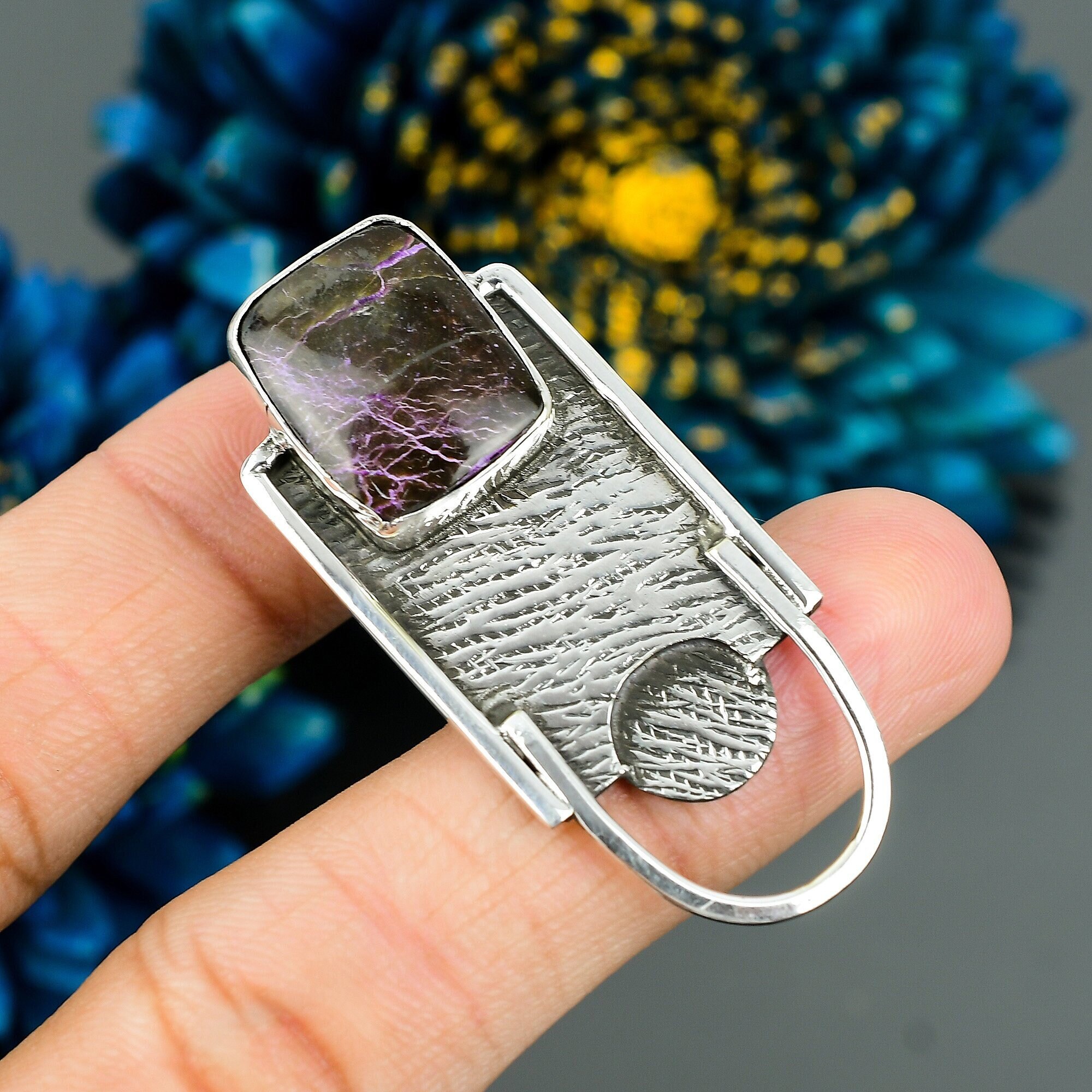 Handcrafted Purpurite Pendant: 925 Sterling Silver Gemstone Jewelry