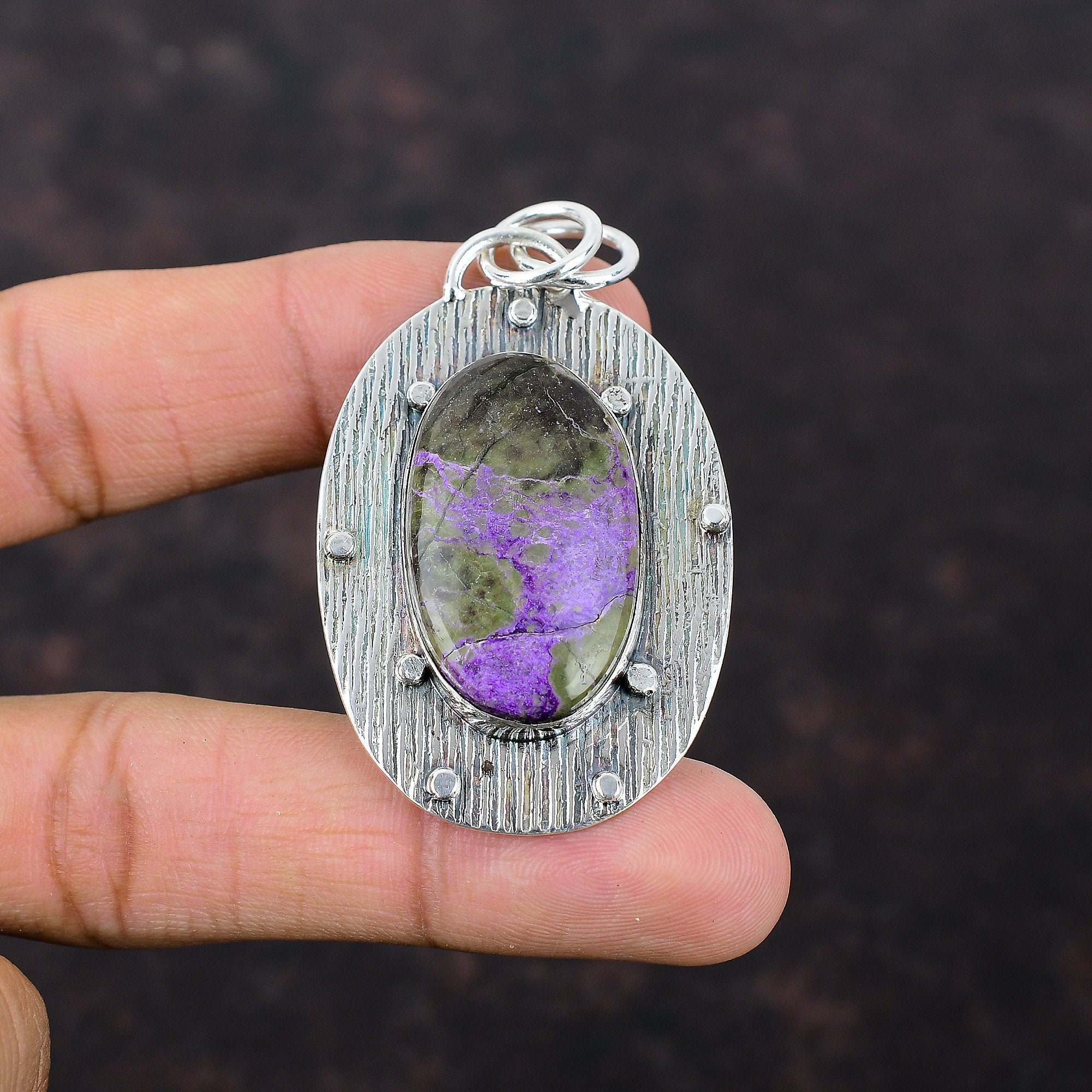 Handmade Purpurite Pendant: 925 Sterling Silver Gemstone Jewelry