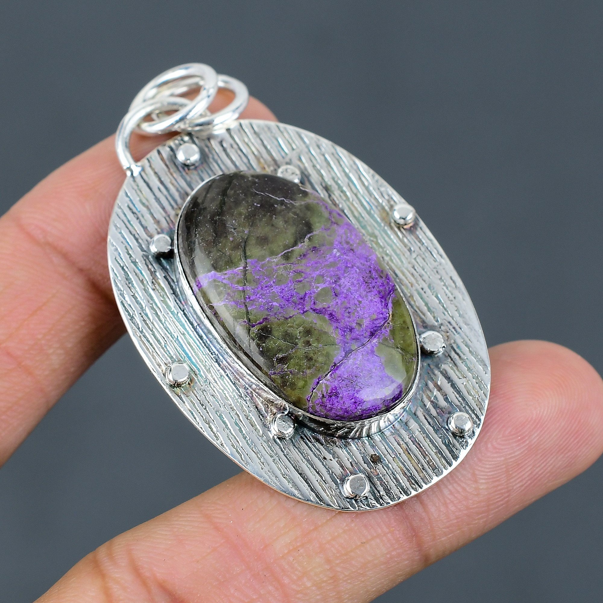 Handmade Purpurite Pendant: 925 Sterling Silver Gemstone Jewelry