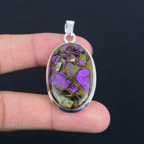 Handmade Copper Purpurite Pendant: 925 Sterling Silver Gemstone Jewelry Handmade Copper Purpurite Pendant: 925 Sterling Silver Gemstone Jewelry