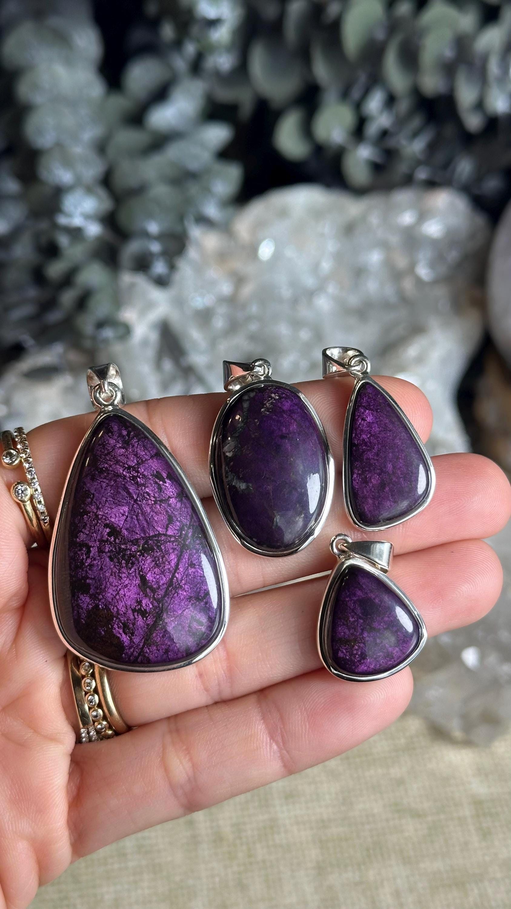 Purpurite Pendant Necklace .925 Sterling Silver - 18" Chain