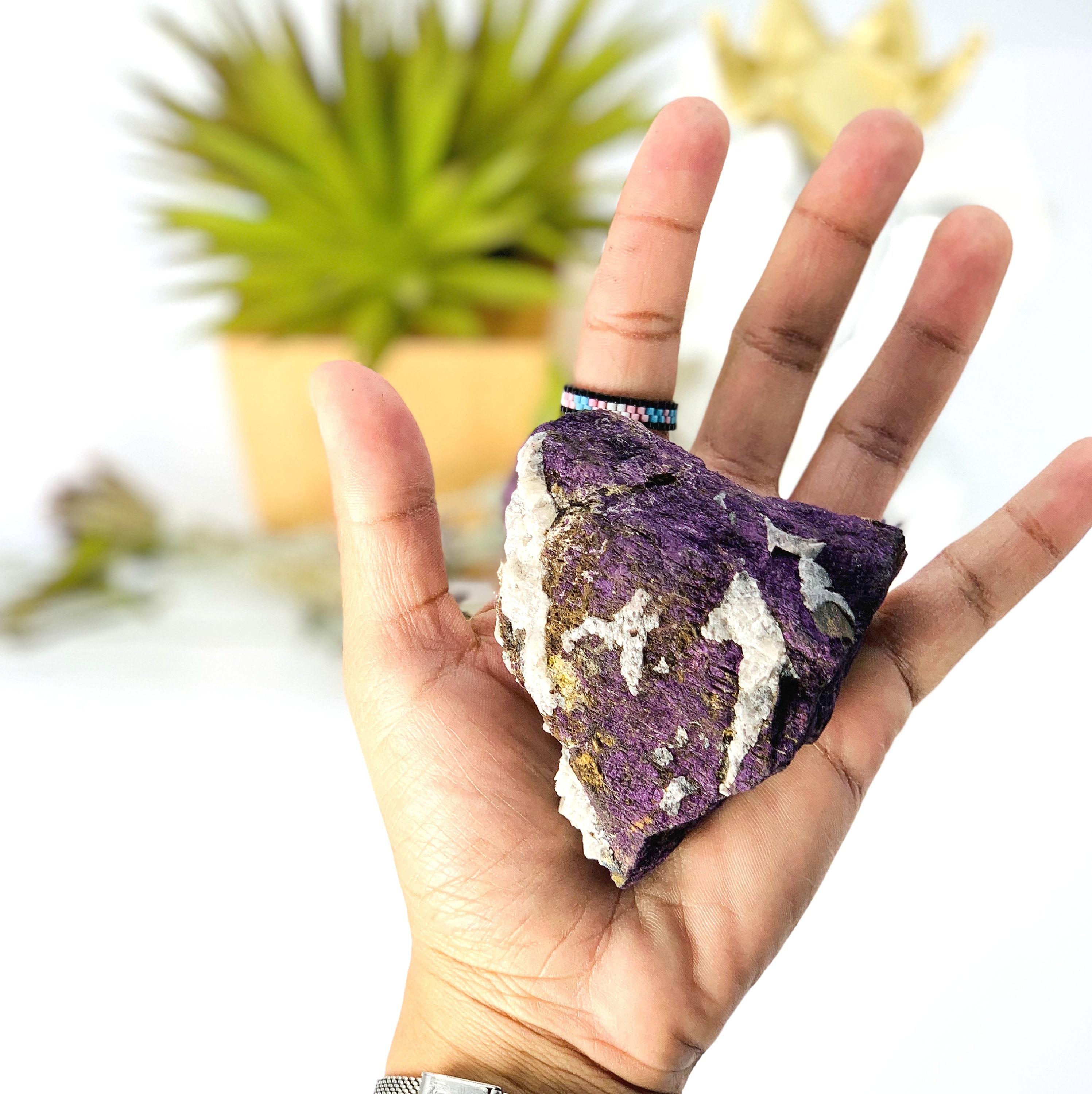 Raw Purpurite Specimen, Vibrant Purple Mineral Decor