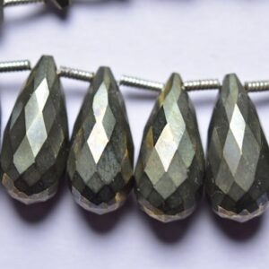 6 Pcs - Beautiful Natural Faceted Pyrite Side Drilled Tear Drops Briolettes - Size is 7x15 mm #1875 6 Pcs - Beautiful Natural Faceted Pyrite Side Drilled Tear Drops Briolettes - Size is 7x15 mm #1875