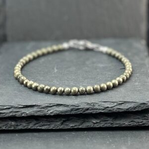 4mm Pyrite Bracelet: Handmade Gemstone Beaded Jewelry