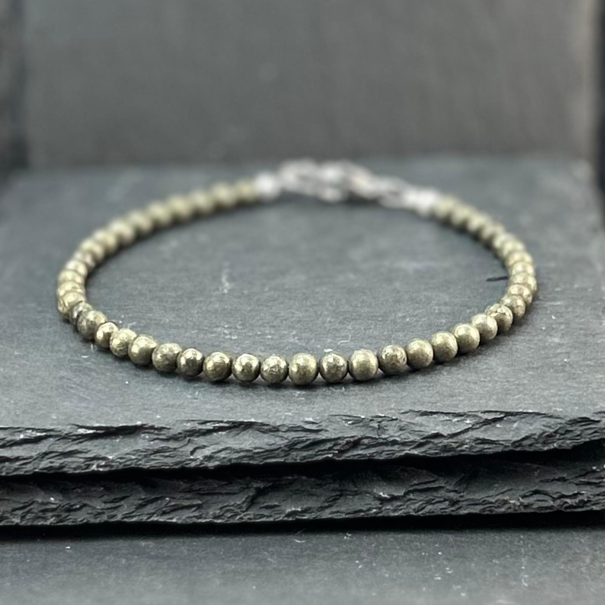 4mm Pyrite Bracelet: Handmade Gemstone Beaded Jewelry