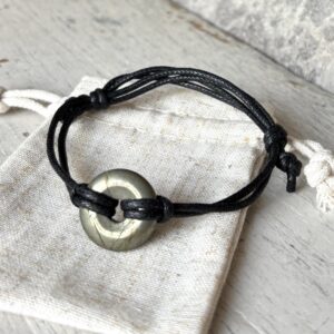 Pyrite And Leather Bracelet: A Rustic Gift For Men, Adjustable Strap , Vegan Cord Option Pyrite And Leather Bracelet: A Rustic Gift For Men, Adjustable Strap , Vegan Cord Option