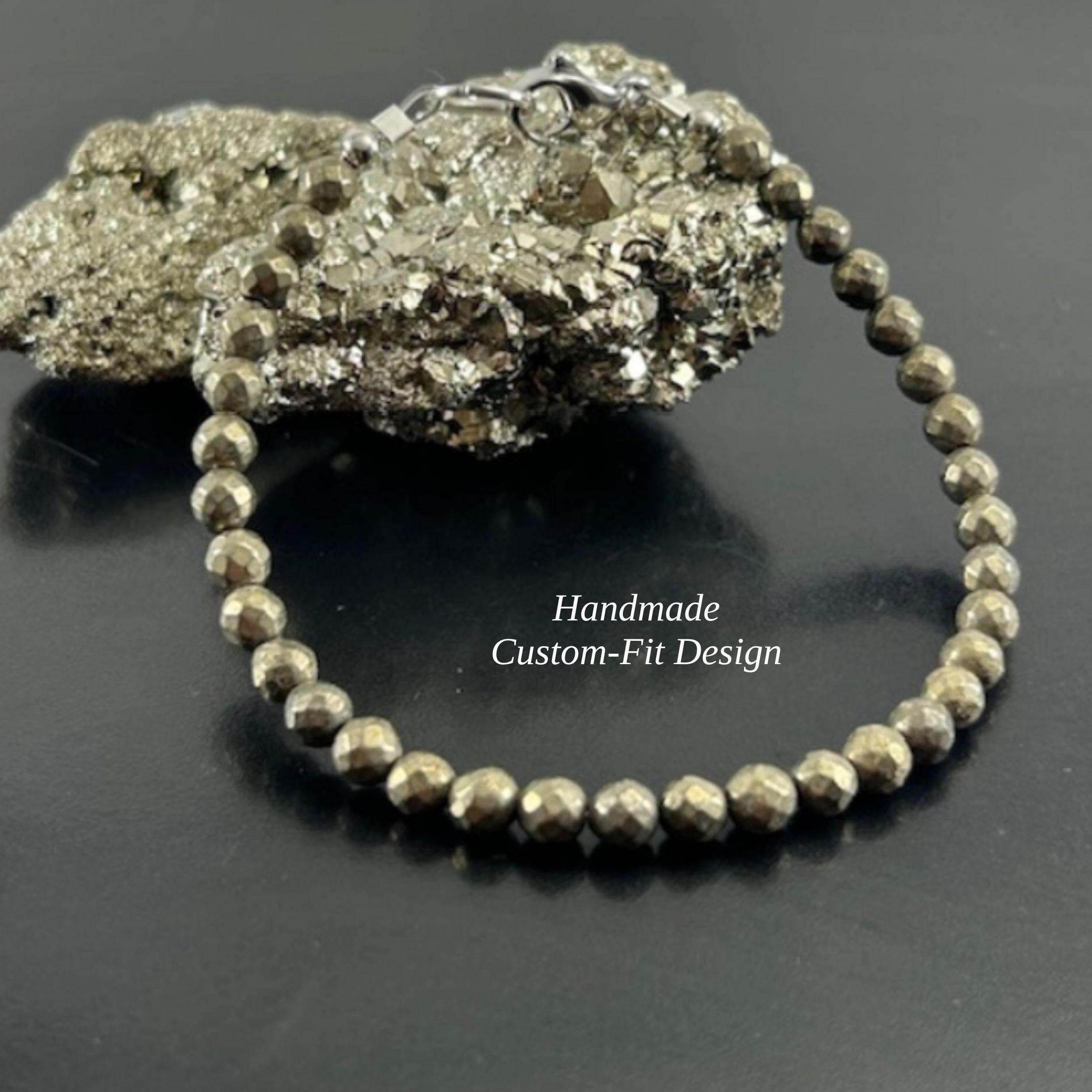 Dainty 4mm Pyrite Bracelet ,wealth Bracelet ,abundance Bracelet , Raw Pyrite Crystal Gift Set, Women Men, Attract Money