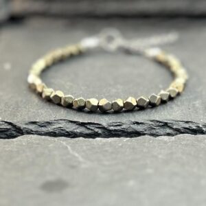 Dainty Pyrite Nugget Bracelet 4mm Beads: Abundance Crystal Healing Jewelry