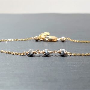 Dainty Two Toned Anklet, Silver Pyrite Ankle Bracelet / Handmade Jewelry / Summer Jewelry, Gold Chain Anklet, Gemstone Anklet, Boho Anklet