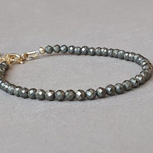 Delicate Pyrite Rondelle Bracelet: Gold Filled, Protection Jewelry