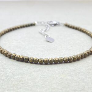 Faceted Pyrite Choker Bracelet | Minimalist Stainless Steel