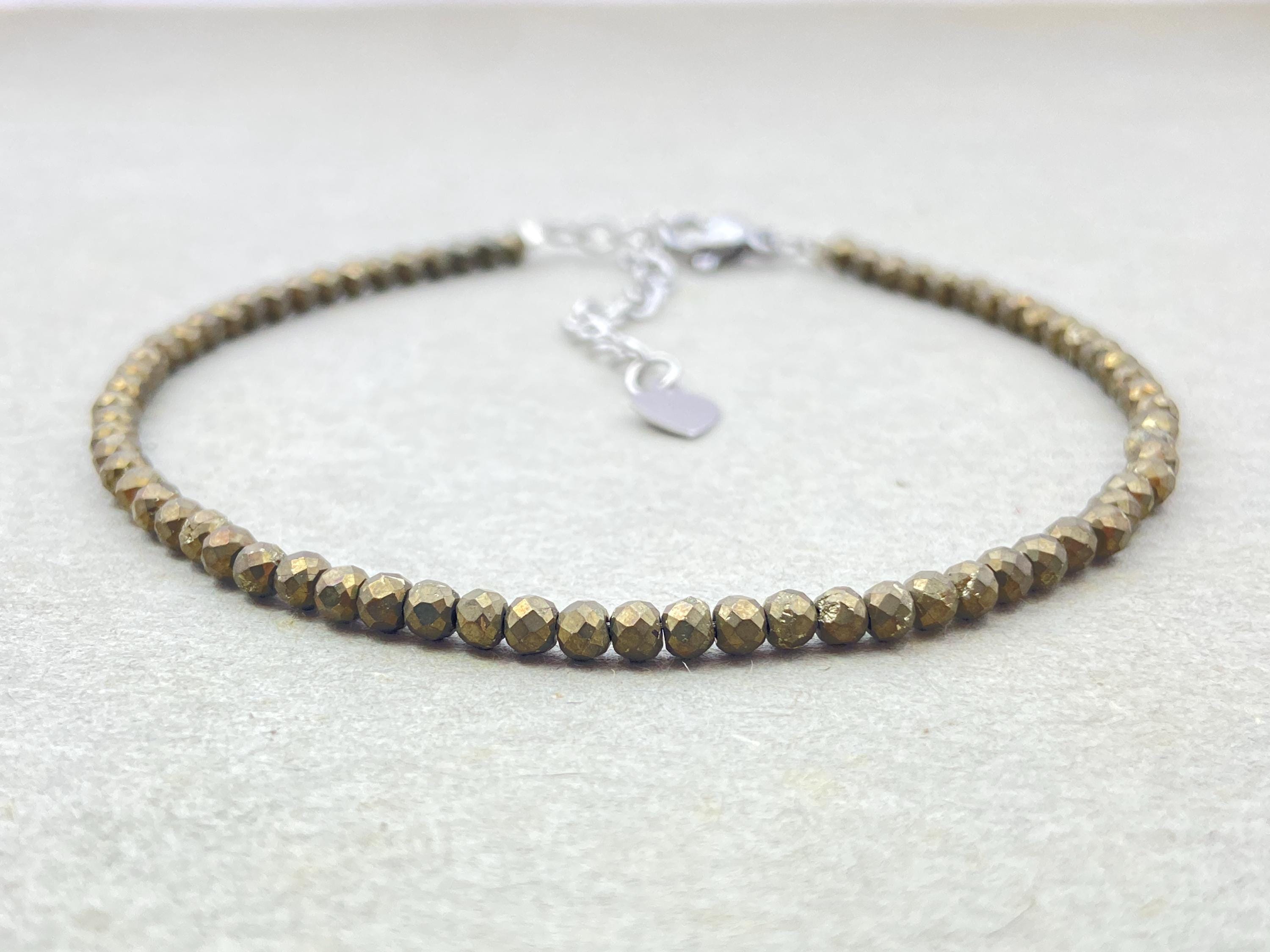 Faceted Pyrite Choker Bracelet | Minimalist Stainless Steel