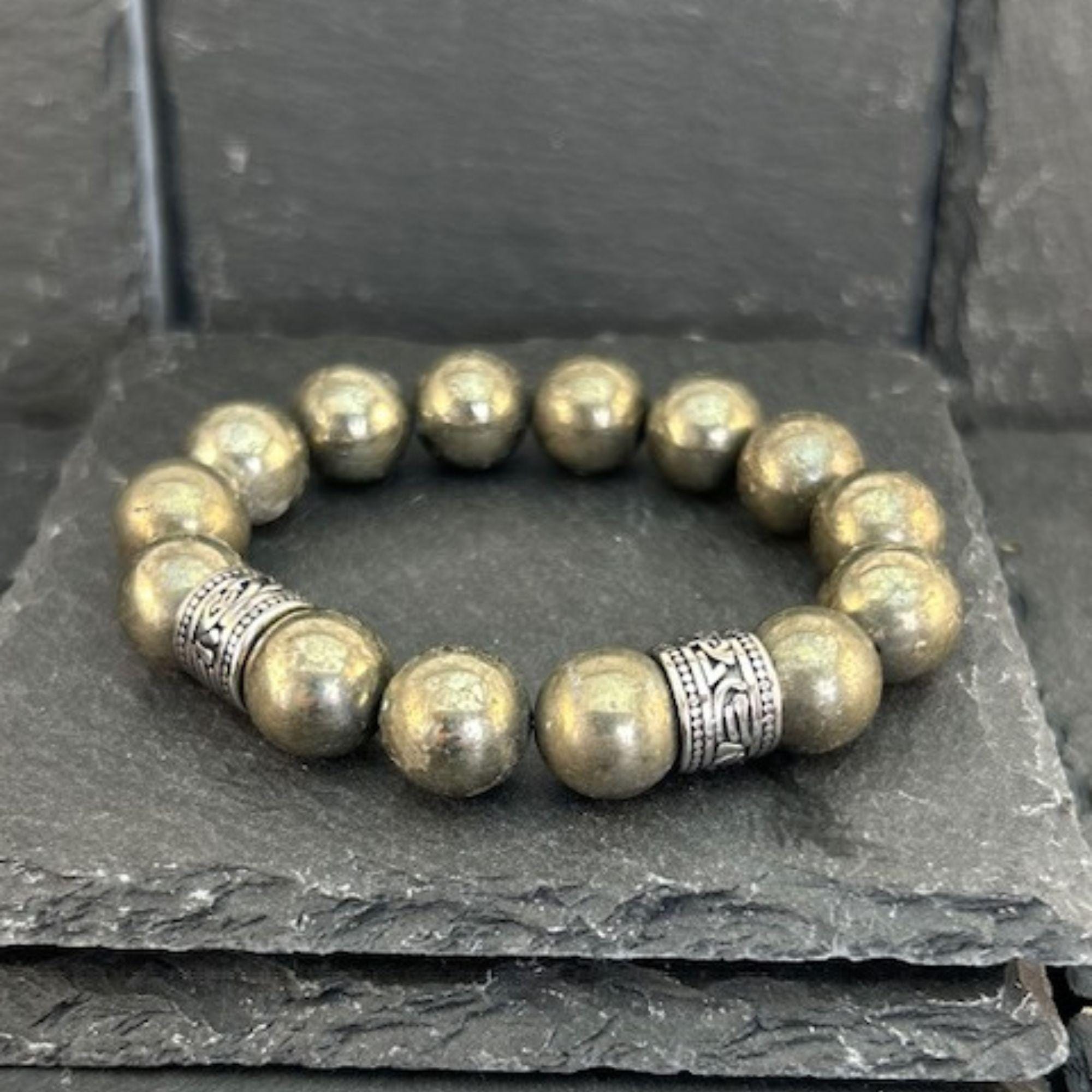 Genuine Pyrite Bracelet, Abundance Crystal Healing, Handmade