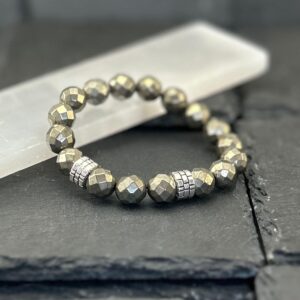 Genuine Pyrite Crystal Bracelet, Abundance Wealth Gemstone, Handmade Genuine Pyrite Crystal Bracelet, Abundance Wealth Gemstone, Handmade