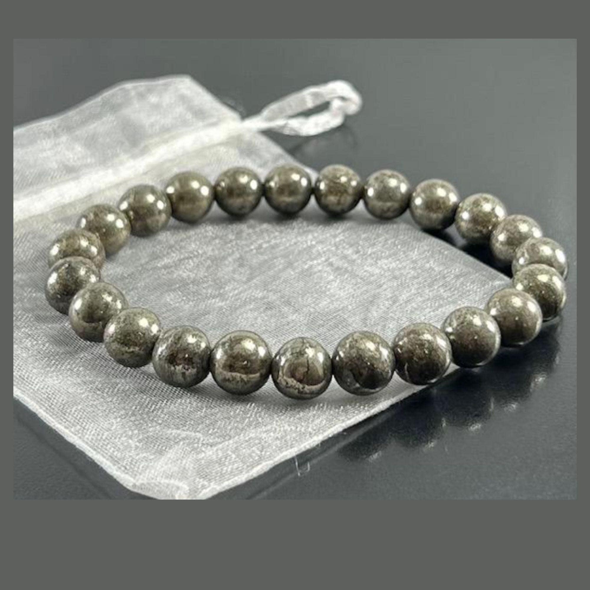 Genuine Pyrite Gemstone Bracelet: Healing Crystals, Abundance