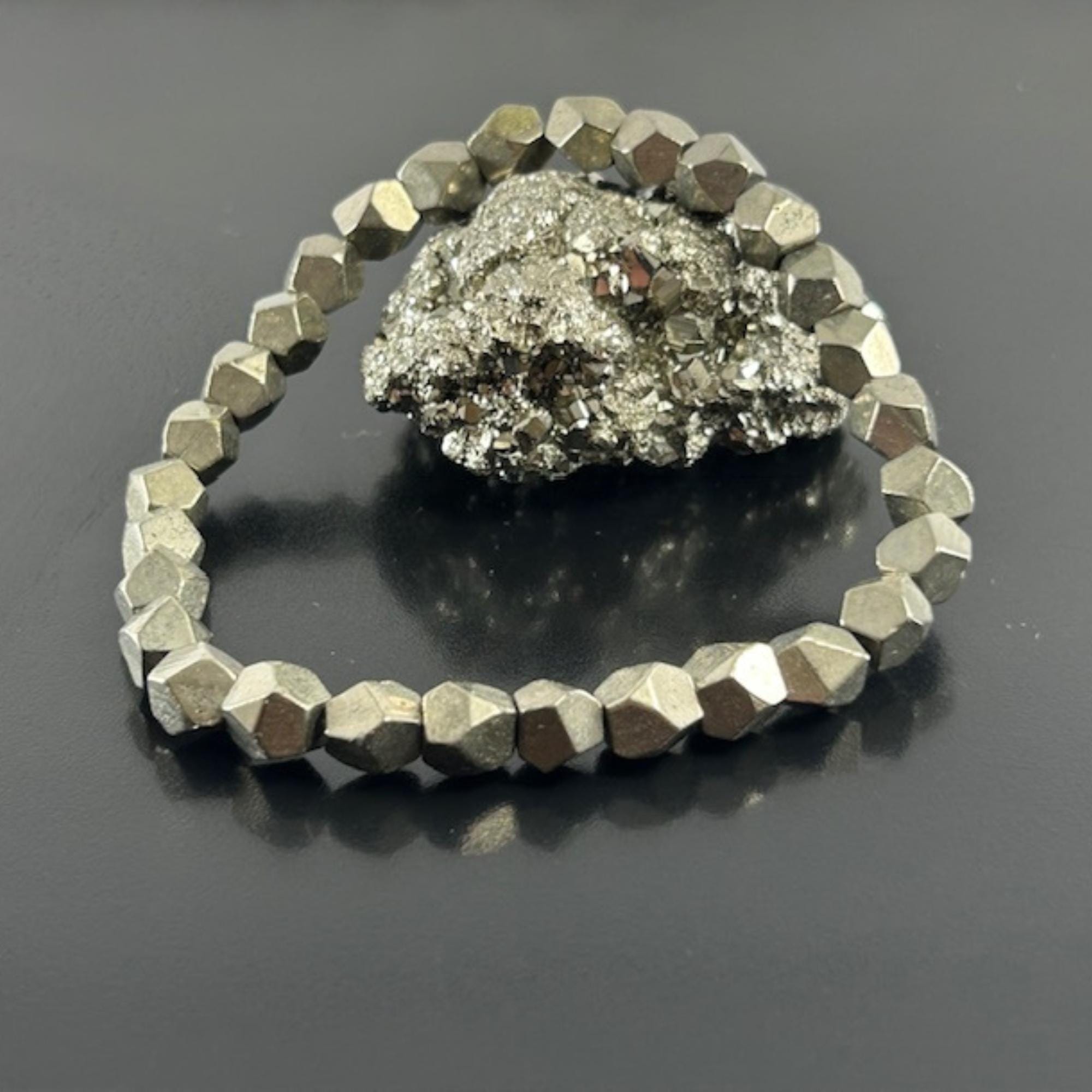 Genuine Pyrite Nugget Bracelet, Raw Abundance Crystal, Handmade