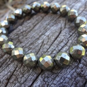 Gold Pyrite Bracelet. Natural Gold Metallic Statement Bracelet Handmade In Australia By Miss Leroy.
