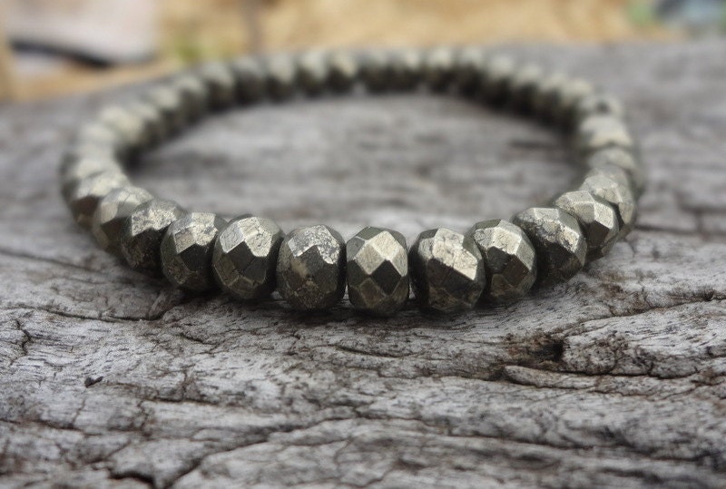 Gold Pyrite Bracelet. Natural Gold Metallic Rondelle Stretch Bracelet Handmade In Australia By Miss Leroy. Gold Pyrite Bracelet. Natural Gold Metallic Rondelle Stretch Bracelet Handmade In Australia By Miss Leroy.