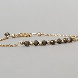 Gold Pyrite Rondelle Bracelet: Minimalist Stacking Jewelry
