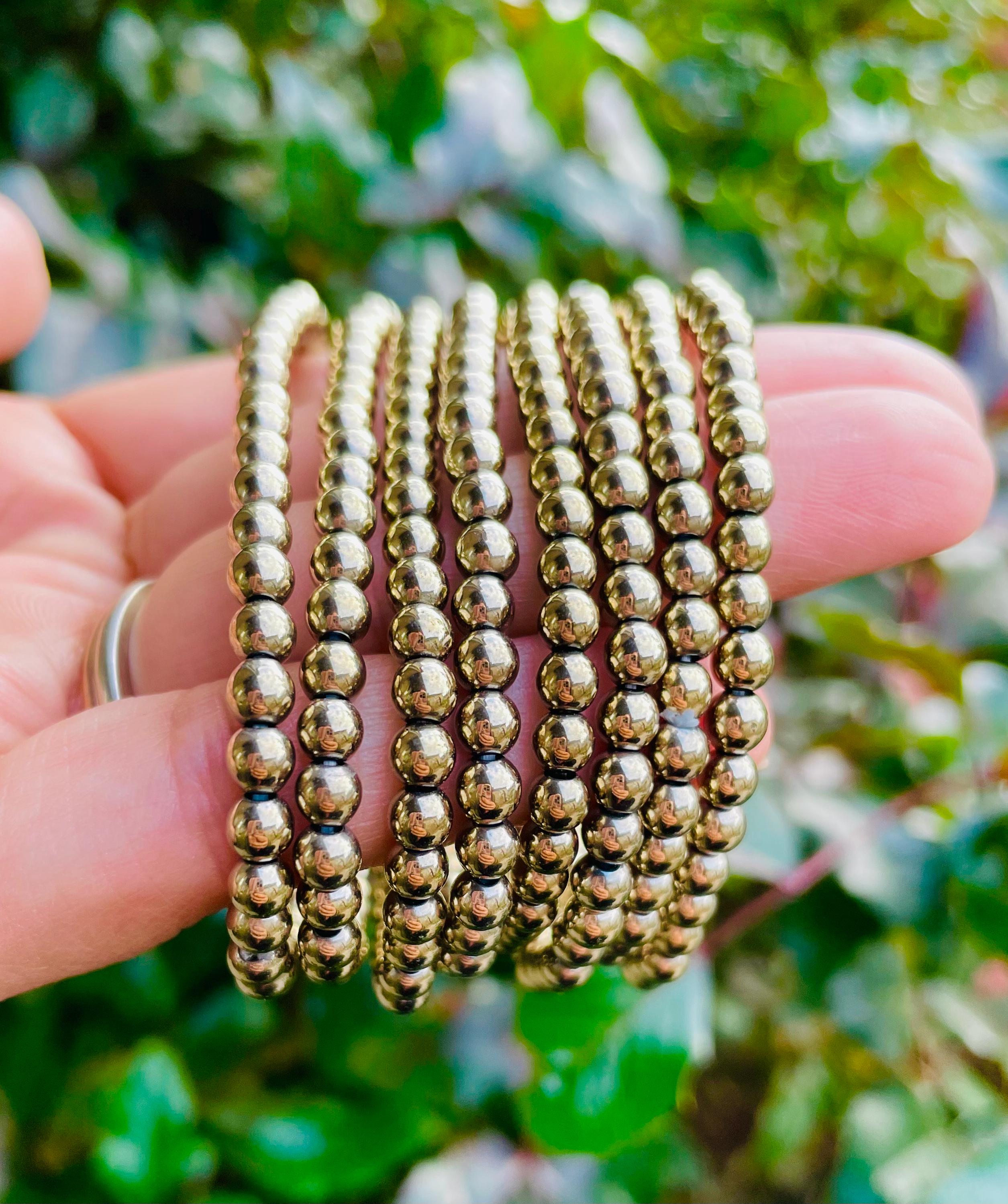 Golden Pyrite Crystal Bracelet: 1 Mini Pyrite Stone Beaded Natural Gemstone Jewelry 4mm Golden Pyrite Crystal Bracelet: 1 Mini Pyrite Stone Beaded Natural Gemstone Jewelry 4mm