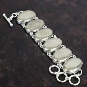 Handmade Pyrite Bracelet: 925 Sterling Silver Adjustable Boho Jewelry