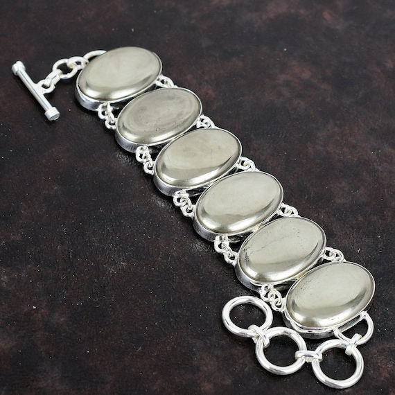 Handmade Pyrite Bracelet: 925 Sterling Silver Adjustable Boho Jewelry Handmade Pyrite Bracelet: 925 Sterling Silver Adjustable Boho Jewelry