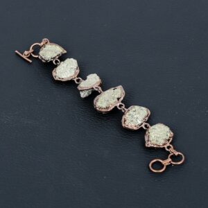 Handmade Electroformed Copper Pyrite Bracelet: Adjustable Gemstone Jewelry