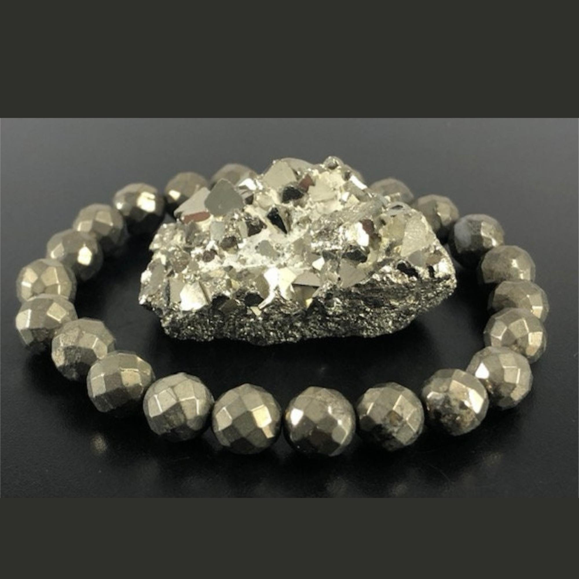 Raw Pyrite Crystal Bracelet: Handmade Abundance Jewelry