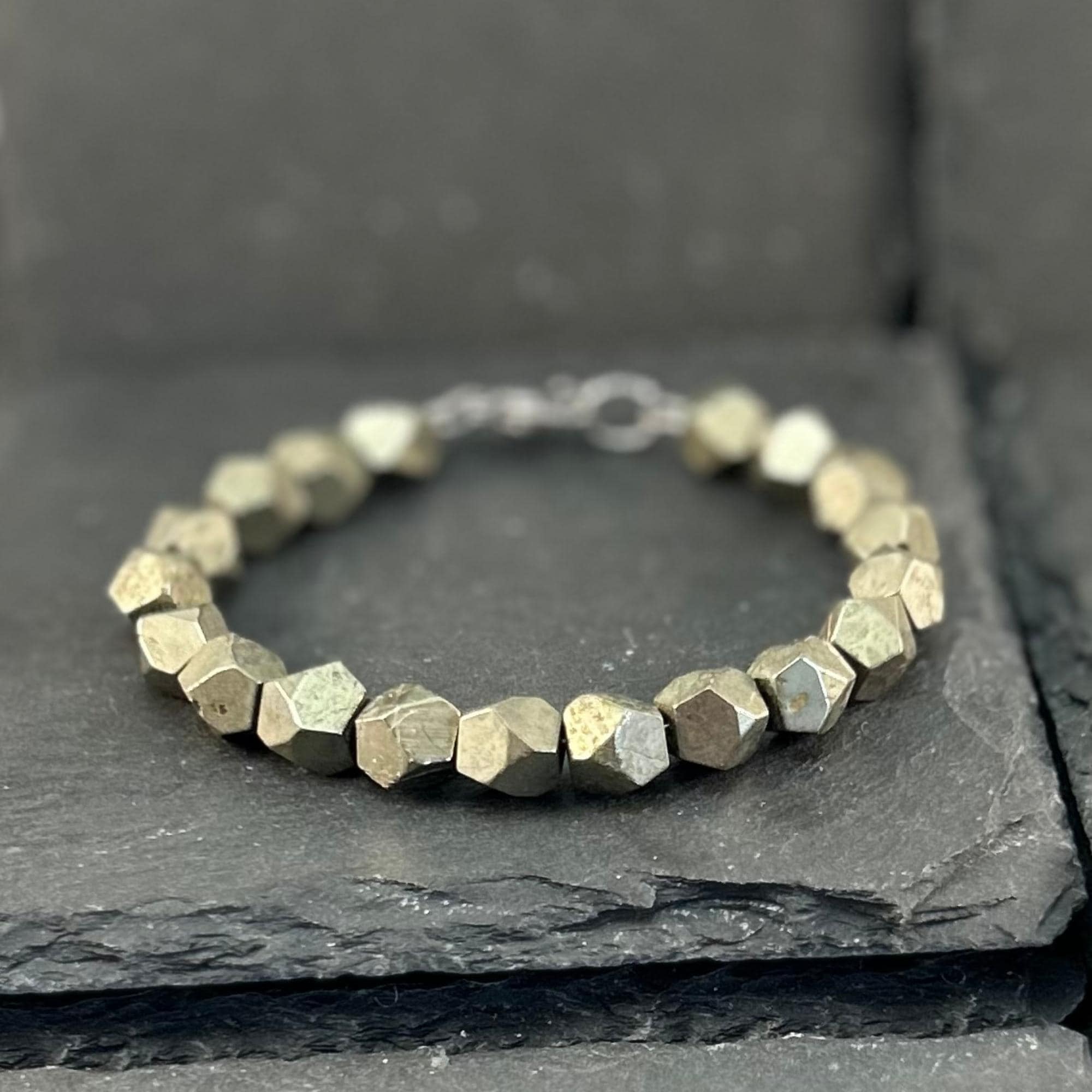 Raw Pyrite Nugget Bracelet: Abundance Crystal Healing Jewelry