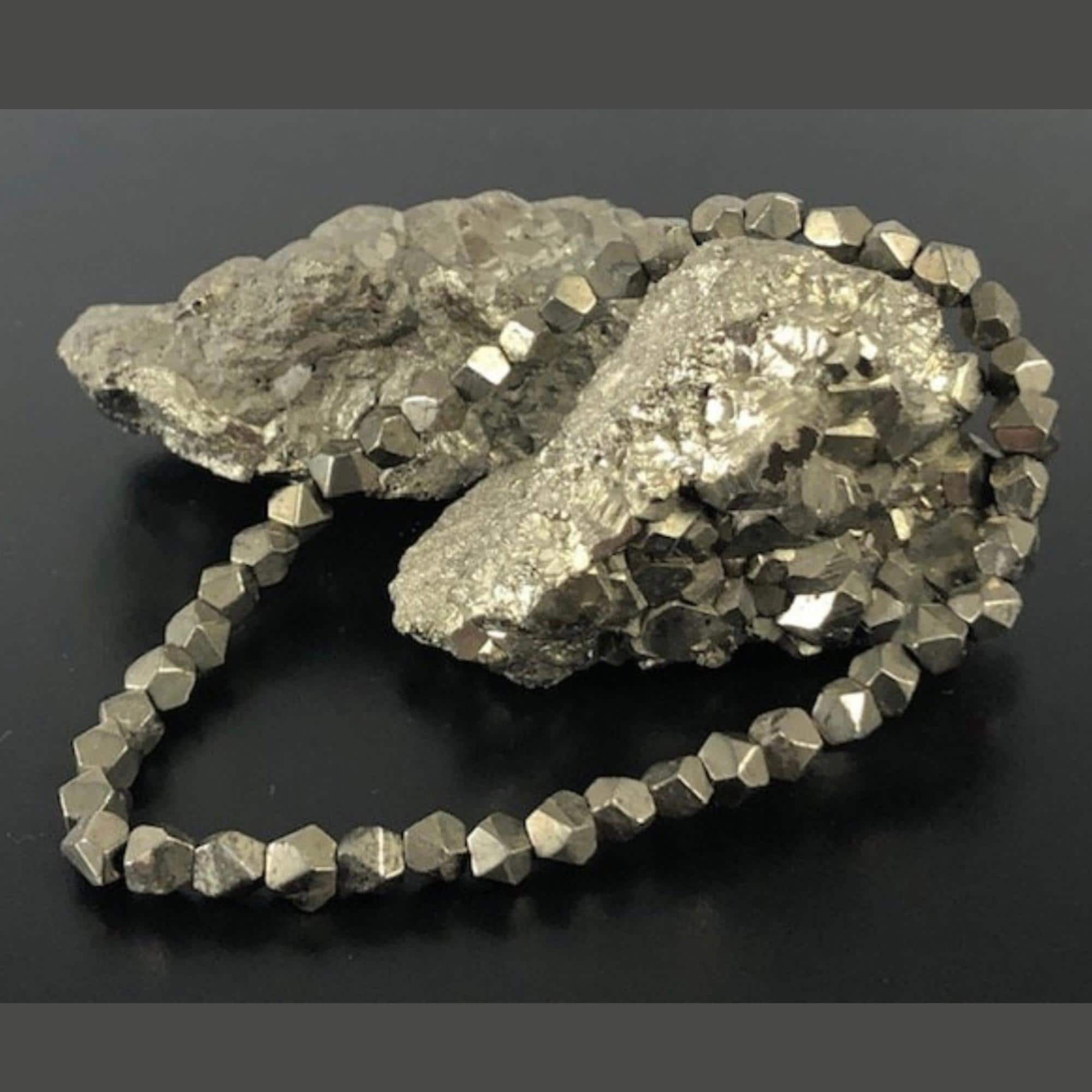 Raw Pyrite Nugget Bracelet, Abundance Healing Crystal