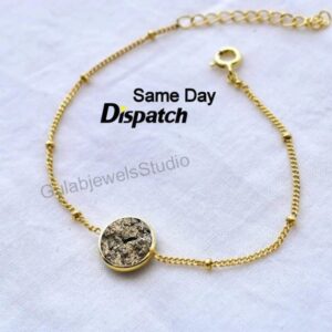 Raw Pyrite Stone Bracelet, Wealth and Healing, Gemstone Jewelry