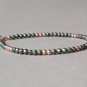 Rose Gold Pyrite Bracelet: Protection Third Chakra Jewelry