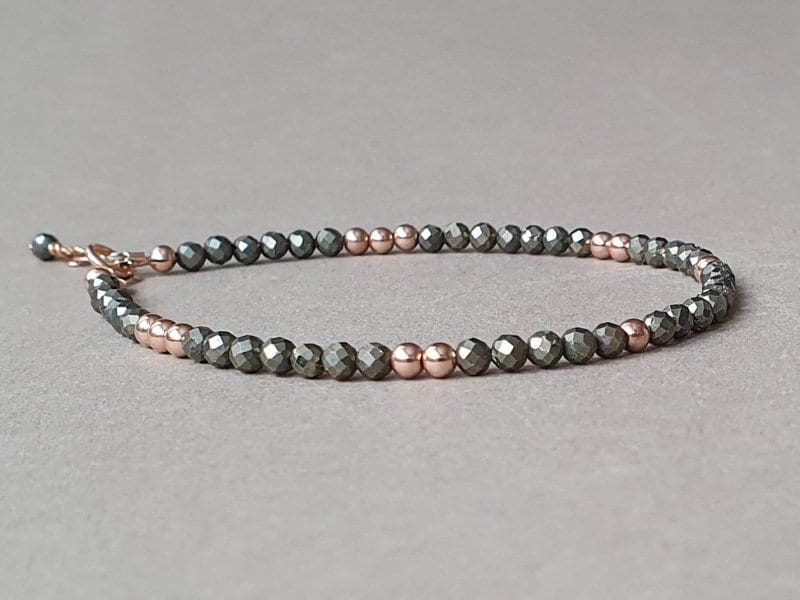 Rose Gold Pyrite Bracelet: Protection Third Chakra Jewelry Rose Gold Pyrite Bracelet: Protection Third Chakra Jewelry