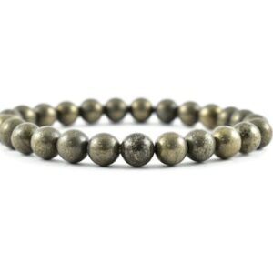 PYRITE Round Beaded Bracelet – Healing Crystals, Gemstone Bracelet