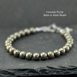 Pyrite Bracelet: Stainless Steel, Wealth & Abundance Gemstone