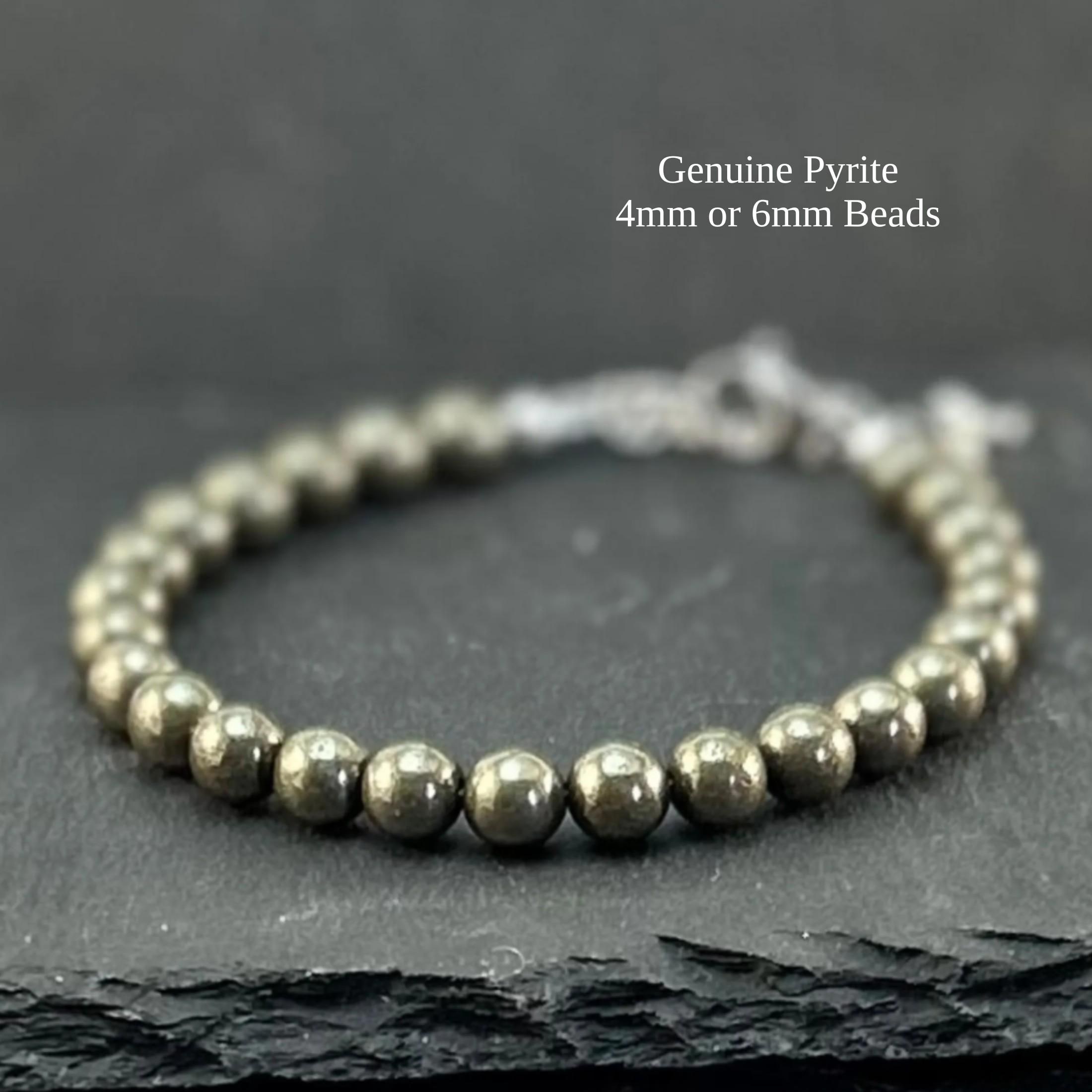Pyrite Bracelet: Stainless Steel, Wealth & Abundance Gemstone