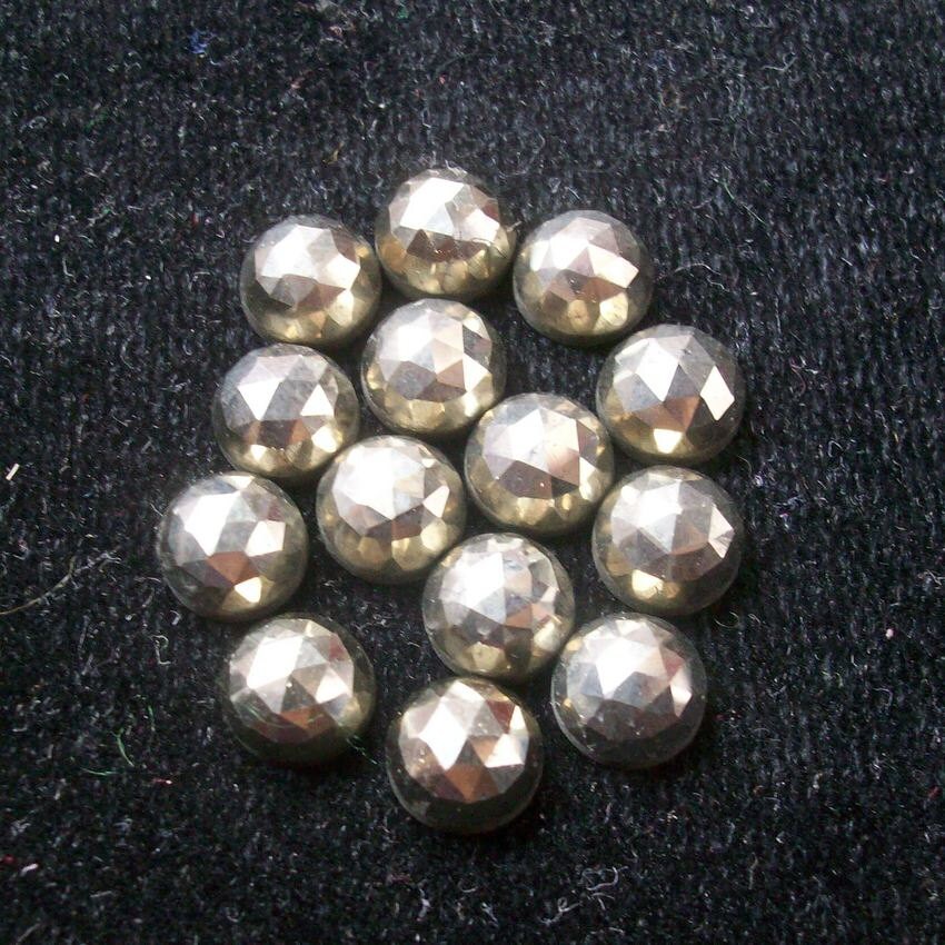10 Golden Pyrite Rosecut Cabochons: 6mm Round Gemstones
