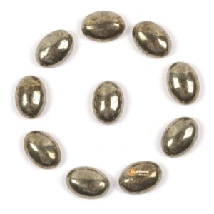 14mm Natural Pyrite Gemstone Oval Flatback CAB Cabochon
