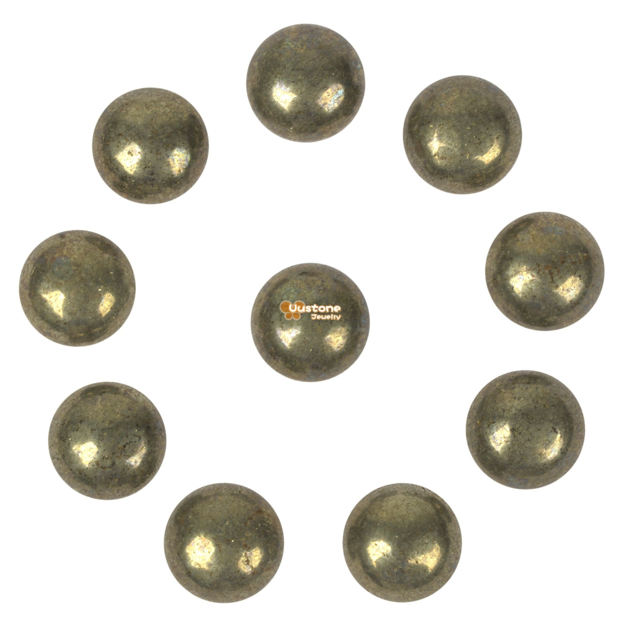 16mm Pyrite Gemstone Round Flatback Cab Cabochon Stone Loose Stone Cab Diy Jewelry Making Stone