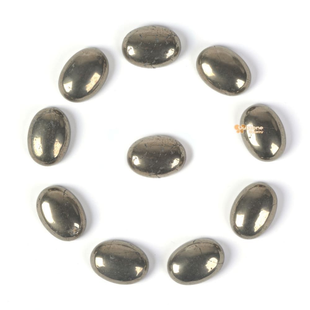 18mm Pyrite Gemstone Oval Cab Cabochon
