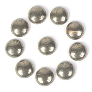 18mm Pyrite Gemstone round flatback cab cabochon
