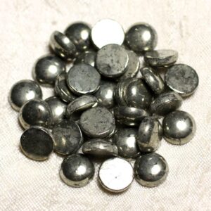 1pc - Cabochon Demi perle Pierre - Pyrite dorée Rond 10mm -  4558550084811