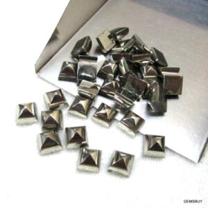 Aaa Golden Pyrite Pyramid Cabochon: 6mm Square Gemstone