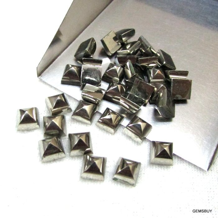 Aaa Golden Pyrite Pyramid Cabochon: 6mm Square Gemstone