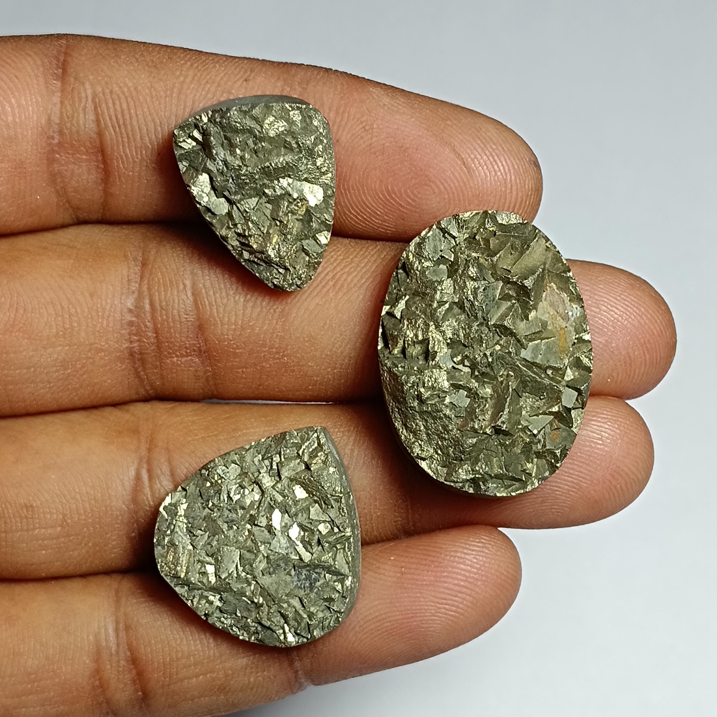 Golden Pyrite Druzy Cabochons For Jewelry Making (137 Cts.)
