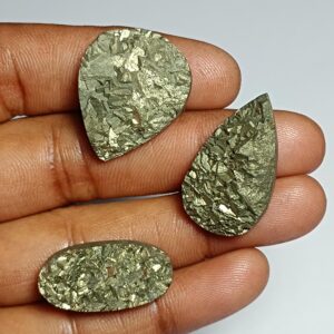 Golden Pyrite Druzy Cabochons, Natural Loose Stone For Jewelry Making (138 Cts.)