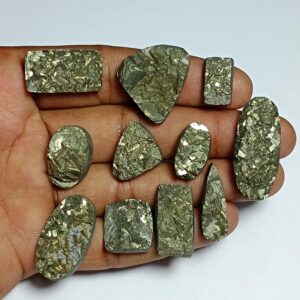 Golden Pyrite Druzy Cabochons For Jewelry Making (364 Cts.)