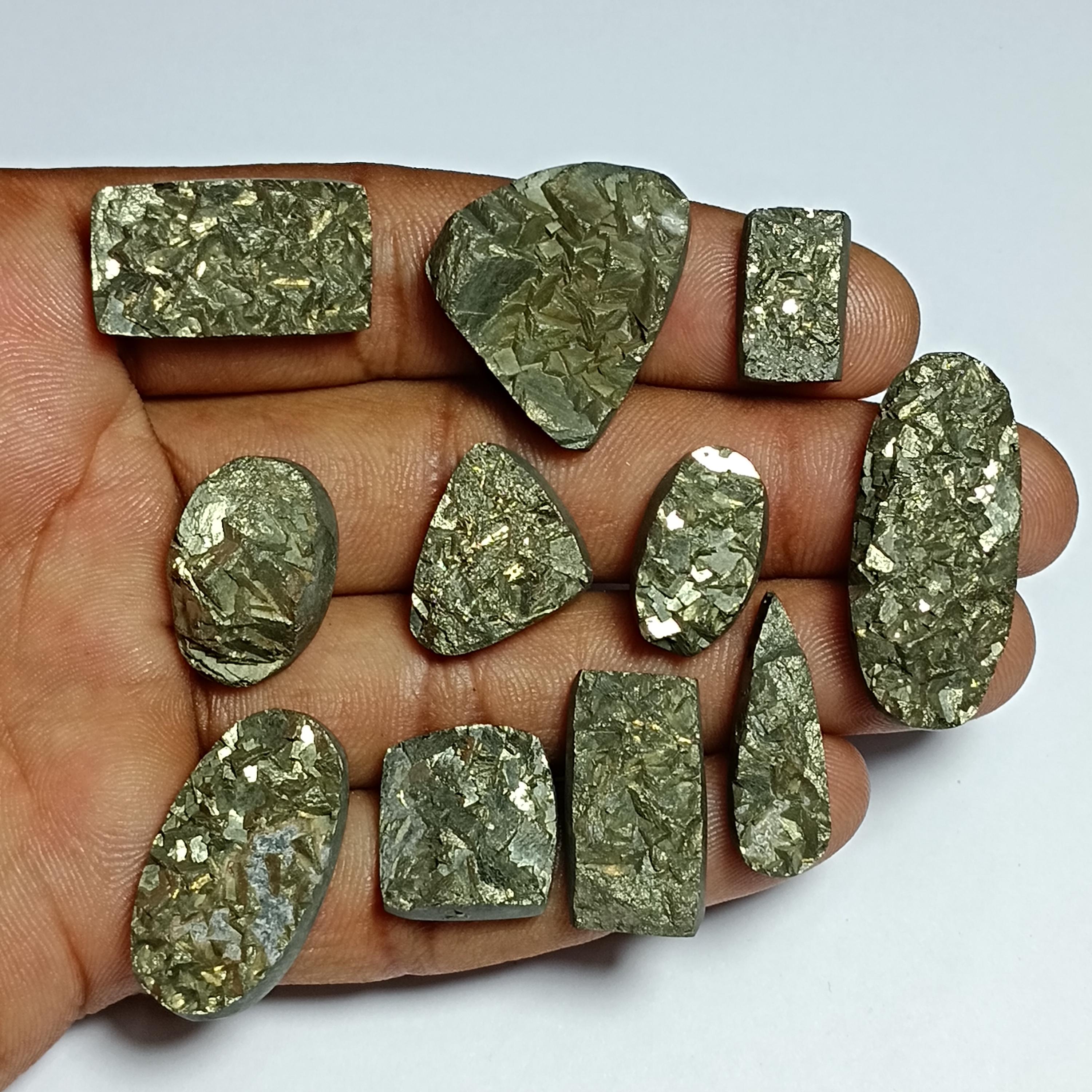 Golden Pyrite Druzy Cabochons For Jewelry Making (364 Cts.)
