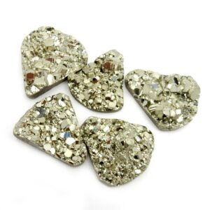 Large Pyrite Triangle Cabochon - Chakra Reiki Jewelry Supply - (RK35B29-08)